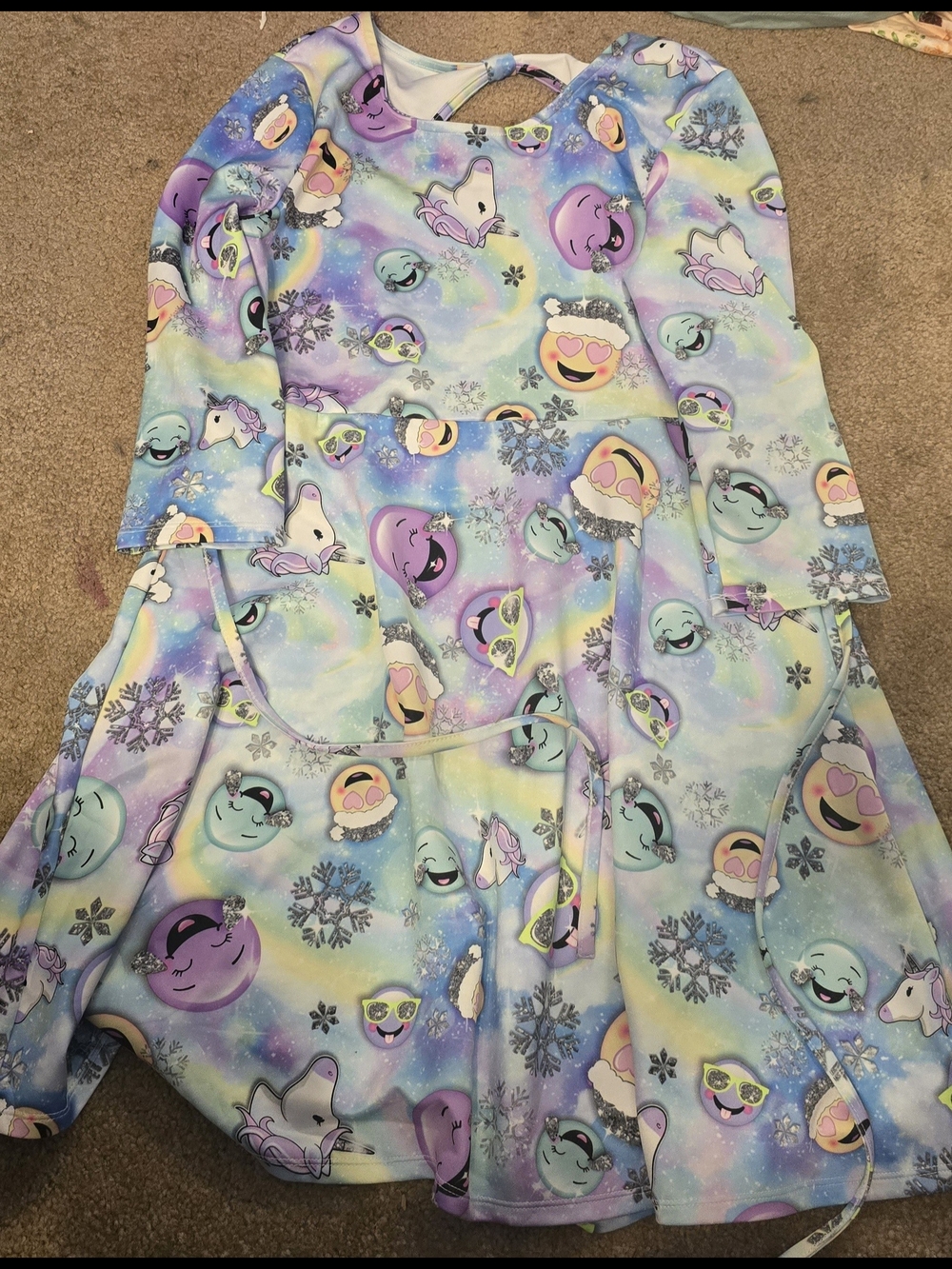 Justice Pastel Purple Blue Multicolor Emoji Unicorn Dress